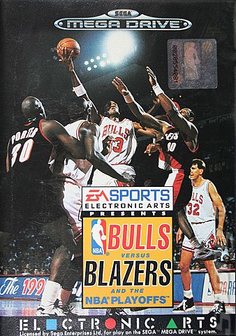 Bulls Versus Blazers and the NBA Playoffs - Sega Megadrive Cover & Box Art
