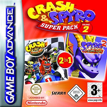 Crash and Spyro SuperPack Volume 2: Crash Nitro Kart & Spyro: Season of Flame - GBA Cover & Box Art