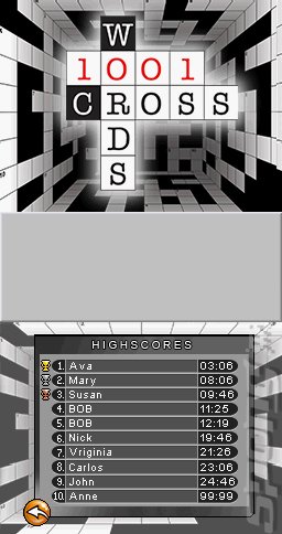 1001 Crosswords - DS/DSi Screen