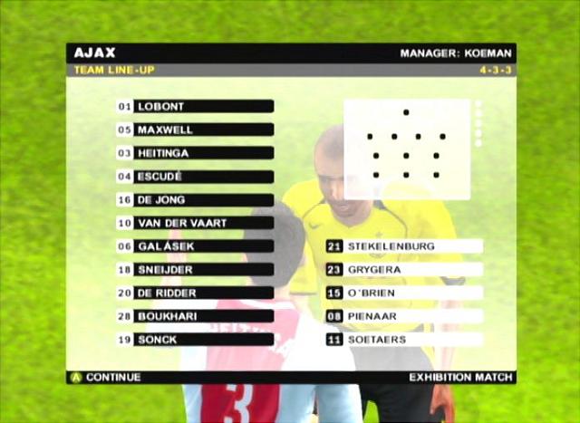 Ajax Club Football 2005 - Xbox Screen