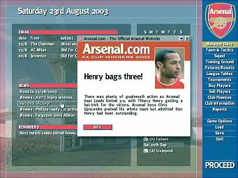 Arsenal Club Manager - PC Screen