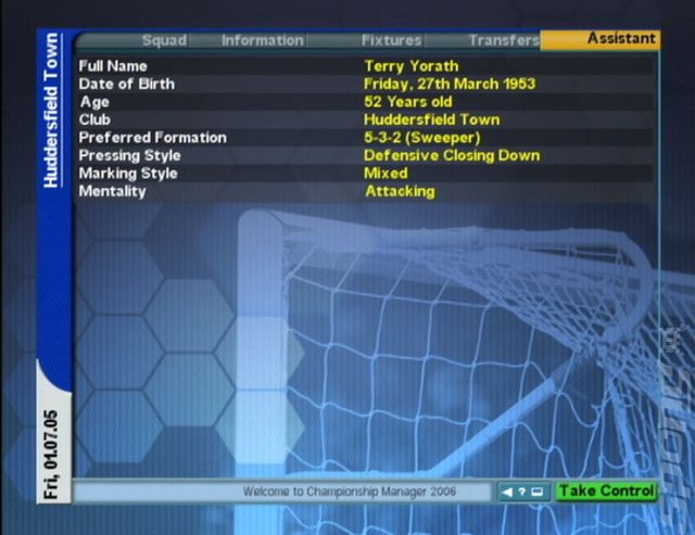 Championship Manager 2006 - PS2 Screen