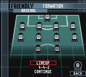 FA Premier League Stars 2001 - Game Boy Color Screen