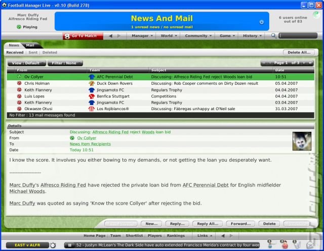 Football Manager Live - PC Screen