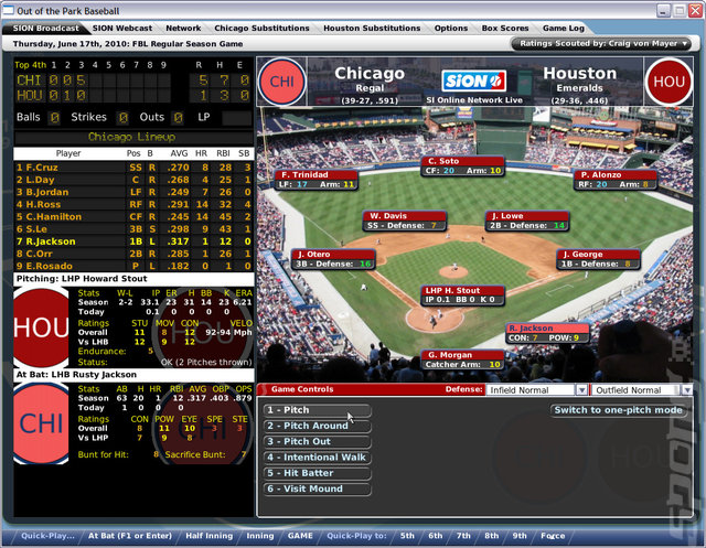 Out of the Park Baseball 2007 - PC Screen