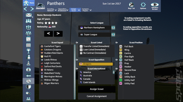 Rugby League Team Manager 2018 - PC Screen