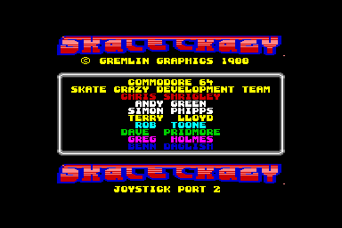 Skate Crazy - C64 Screen