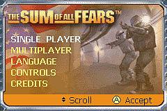 The Sum of All Fears - GBA Screen